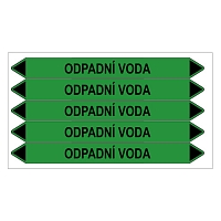 Značení potrubí, odpadní voda,5 ks, 150 × 12 mm